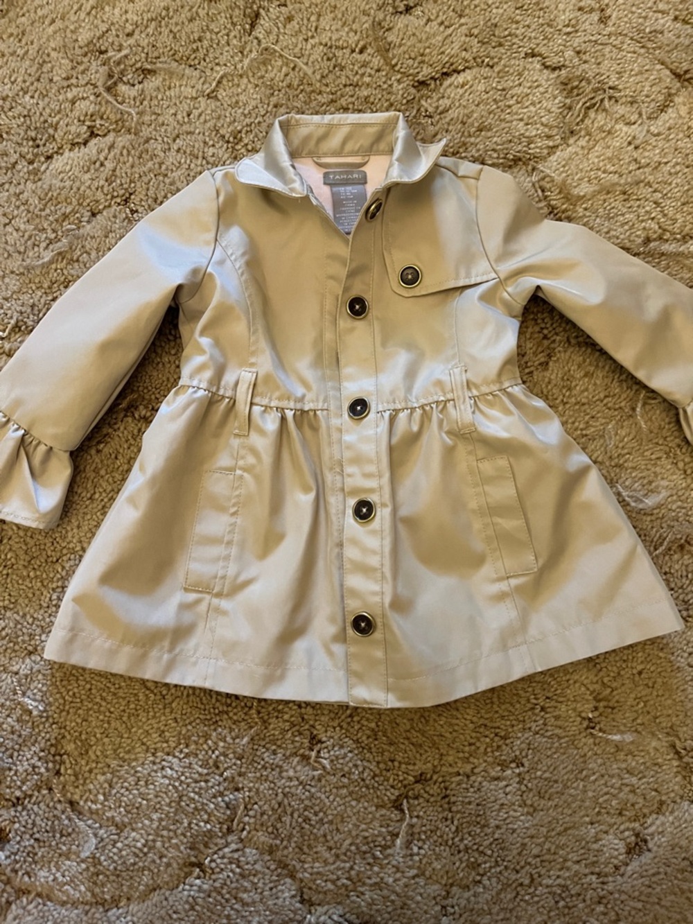 Tahari Cream Girls' Button-Front Raincoat